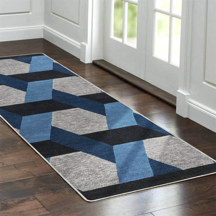 Airgugu Modern Minimalist Gray Blue Geometric Rug