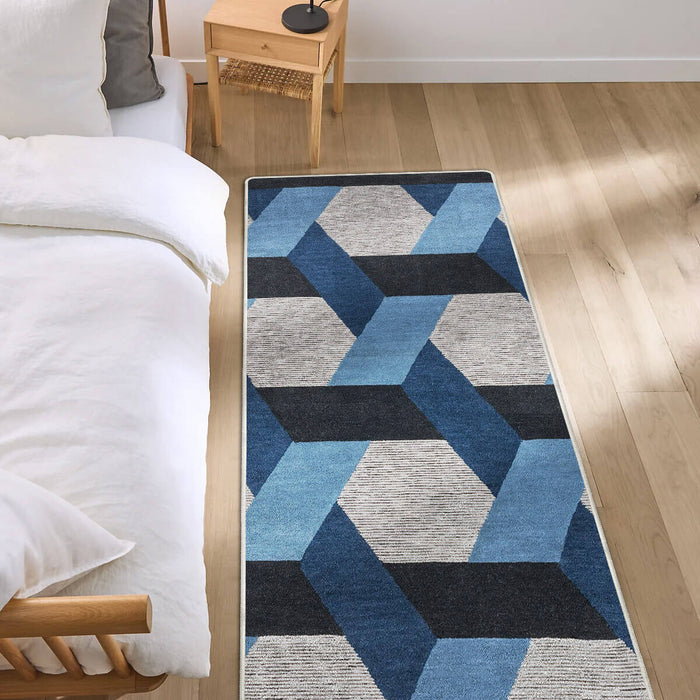 Airgugu Modern Minimalist Gray Blue Geometric Rug