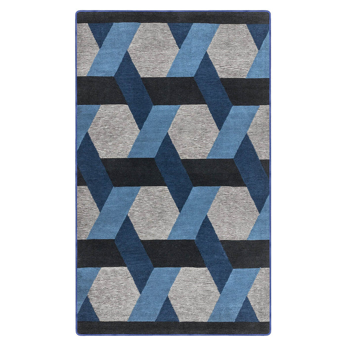 Airgugu Modern Minimalist Gray Blue Geometric Rug