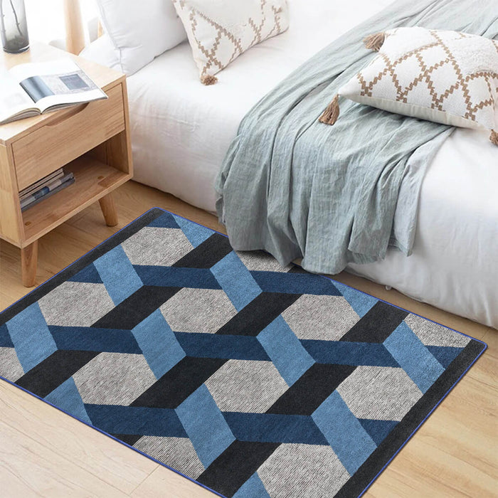 Airgugu Modern Minimalist Gray Blue Geometric Rug