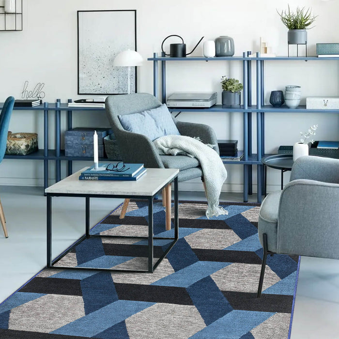 Airgugu Modern Minimalist Gray Blue Geometric Rug