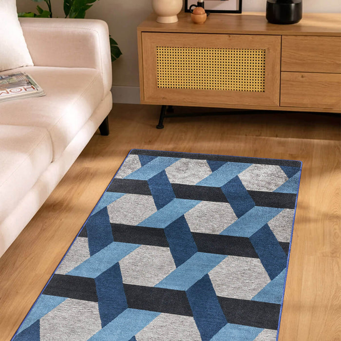 Airgugu Modern Minimalist Gray Blue Geometric Rug