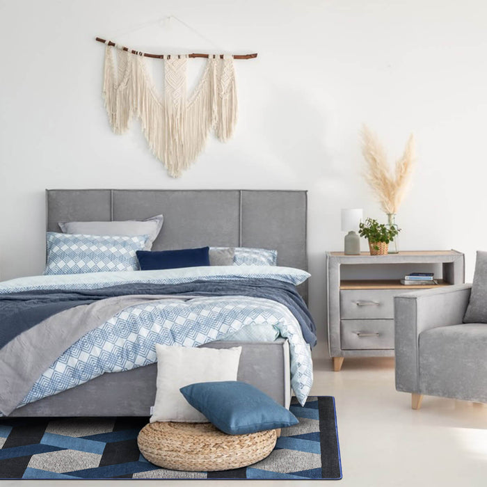 Airgugu Modern Minimalist Gray Blue Geometric Rug