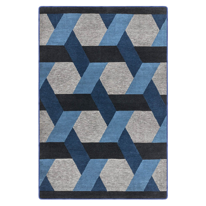 Airgugu Modern Minimalist Gray Blue Geometric Rug