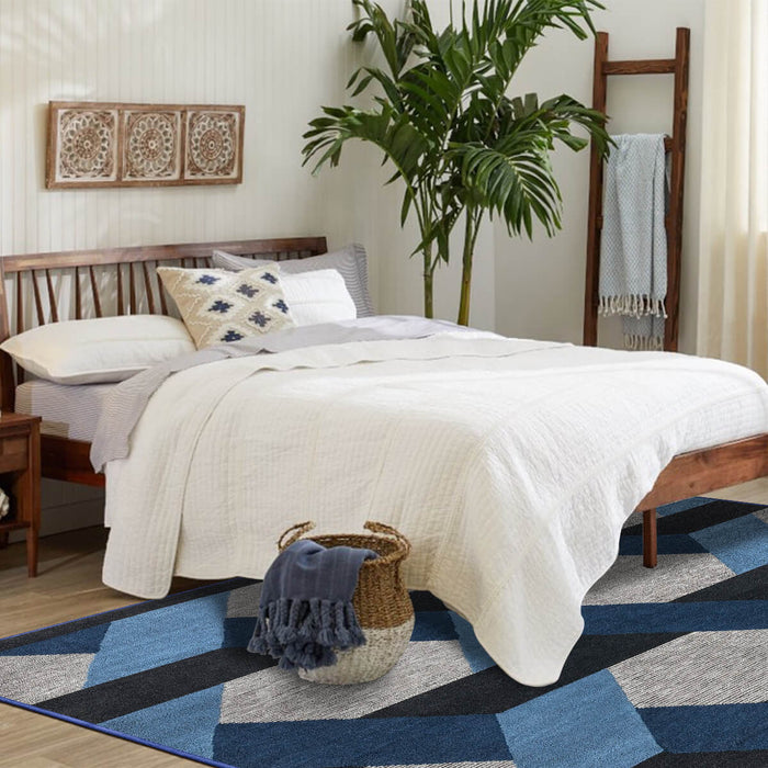 Airgugu Modern Minimalist Gray Blue Geometric Rug