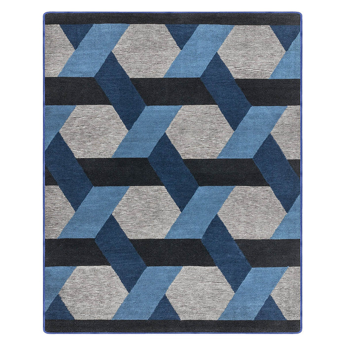 Airgugu Modern Minimalist Gray Blue Geometric Rug