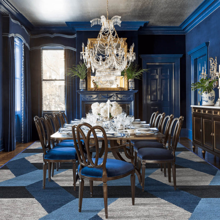 Airgugu Modern Minimalist Gray Blue Geometric Rug