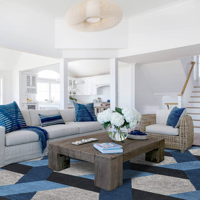 Airgugu Modern Minimalist Gray Blue Geometric Rug