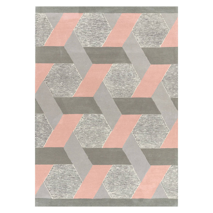 Airgugu Modern Minimalist Gray Pink Geometric Rug