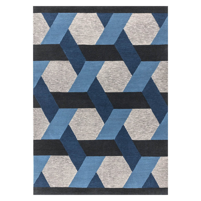 Airgugu Modern Minimalist Gray Blue Geometric Rug