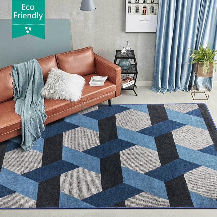 Airgugu Modern Minimalist Gray Blue Geometric Rug