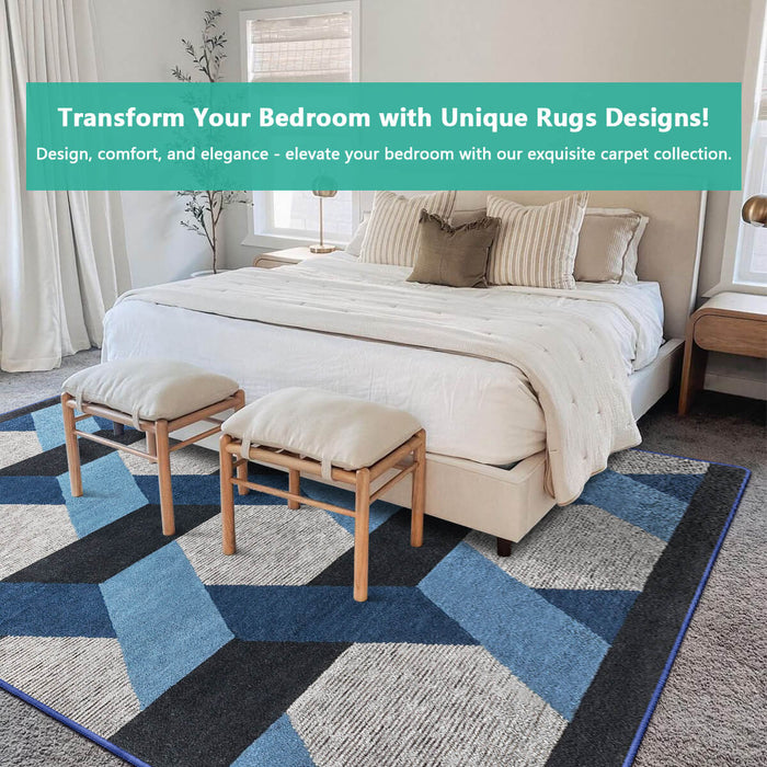 Airgugu Modern Minimalist Gray Blue Geometric Rug