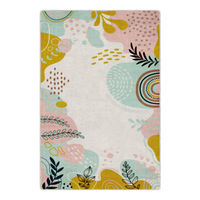 Airgugu Earth Garden Pink Plant Leaves Rug