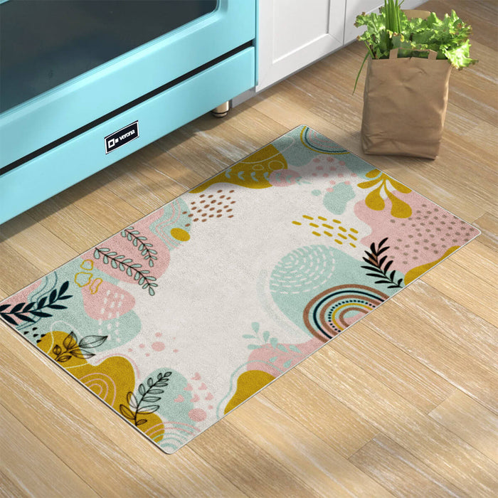 Airgugu Earth Garden Pink Plant Leaves Rug