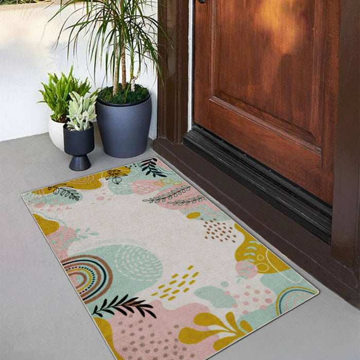 Airgugu Earth Garden Pink Plant Leaves Rug