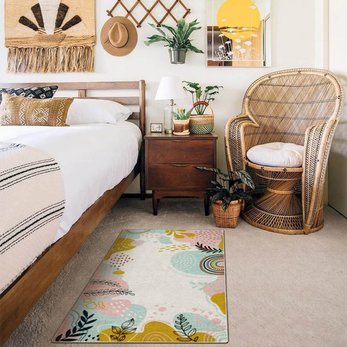 Airgugu Earth Garden Pink Plant Leaves Rug