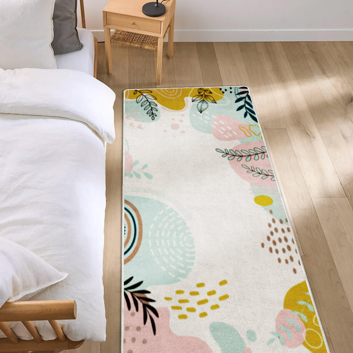Airgugu Earth Garden Pink Plant Leaves Rug