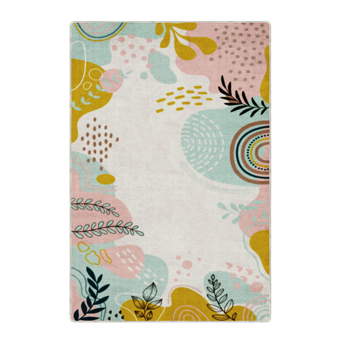Airgugu Earth Garden Pink Plant Leaves Rug