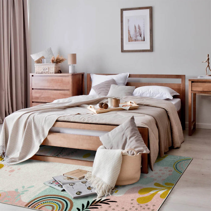 Airgugu Earth Garden Pink Plant Leaves Rug