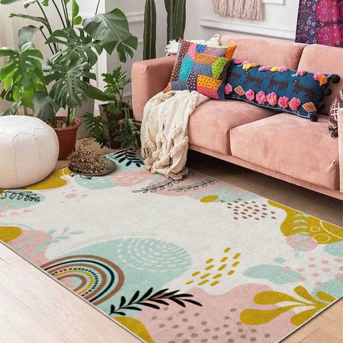 Airgugu Earth Garden Pink Plant Leaves Rug