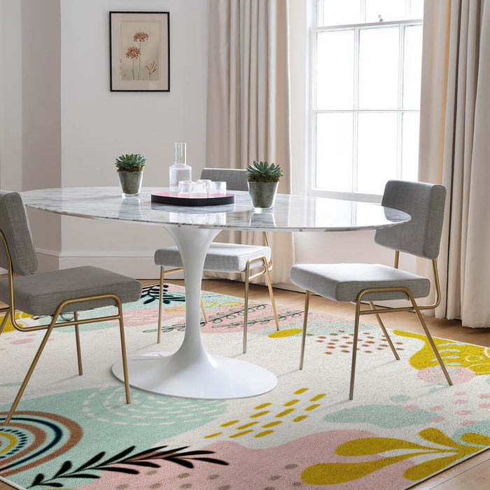 Airgugu Earth Garden Pink Plant Leaves Rug