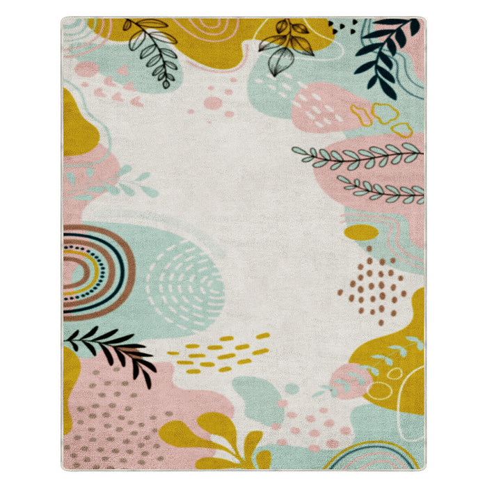 Airgugu Earth Garden Pink Plant Leaves Rug