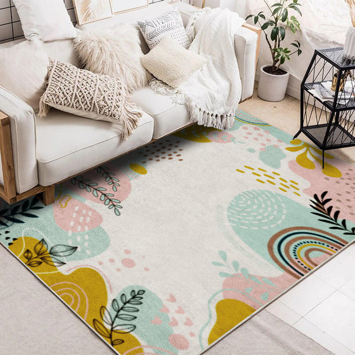 Airgugu Earth Garden Pink Plant Leaves Rug