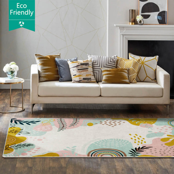 Airgugu Earth Garden Pink Plant Leaves Rug