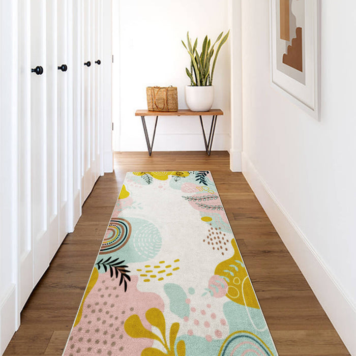 Airgugu Earth Garden Pink Plant Leaves Rug