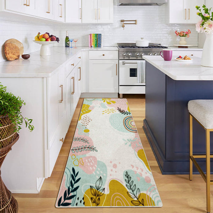 Airgugu Earth Garden Pink Plant Leaves Rug