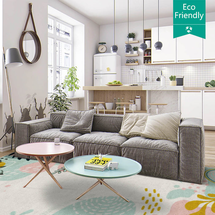 Airgugu Earth Garden Pink Plant Leaves Rug