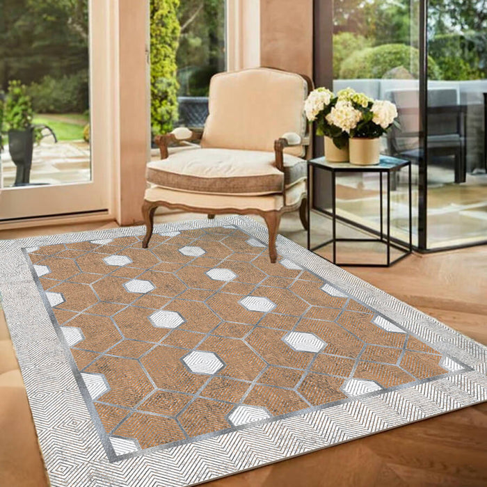 Airgugu Modern Minimalist  Blue Washable Bordered Area Rug