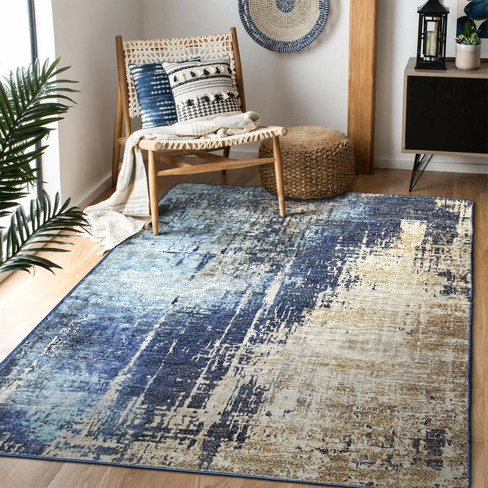 Airgugu Modern Minimalist Blue Brown Ink Rug