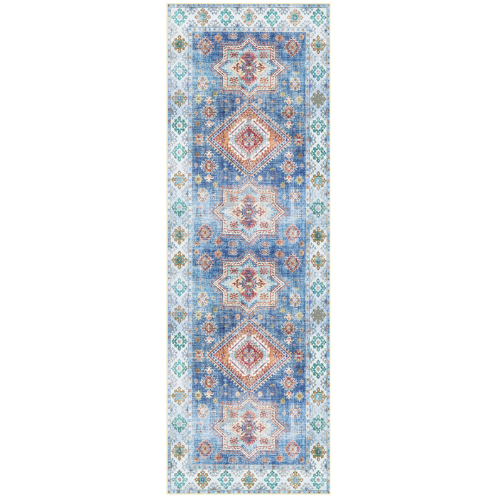 Airgugu Earth Garden Blue Retro Stamp Rug