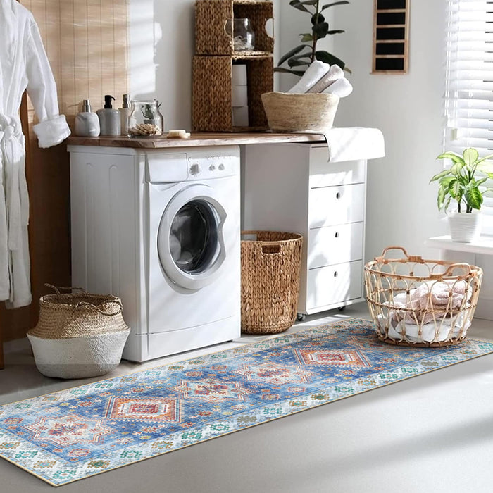 Airgugu Earth Garden Blue Retro Stamp Rug