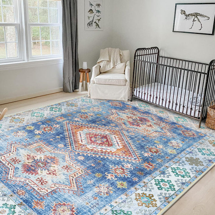 Airgugu Heritage Classique Blue Retro Stamp Rug