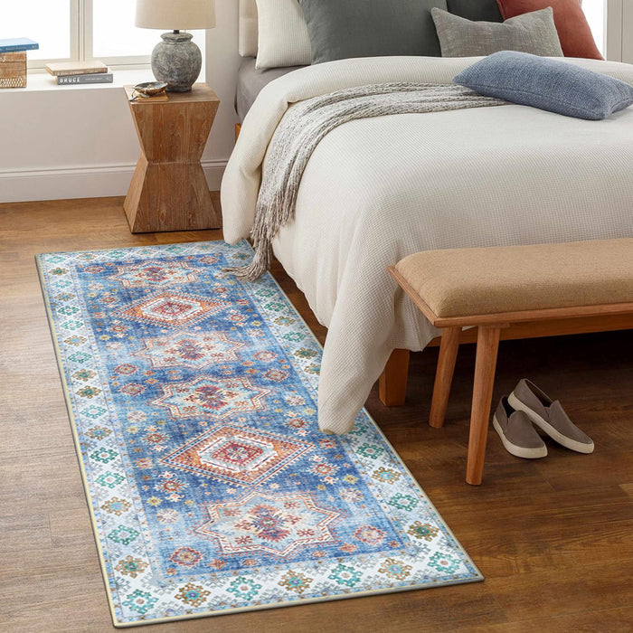 Airgugu Earth Garden Blue Retro Stamp Rug