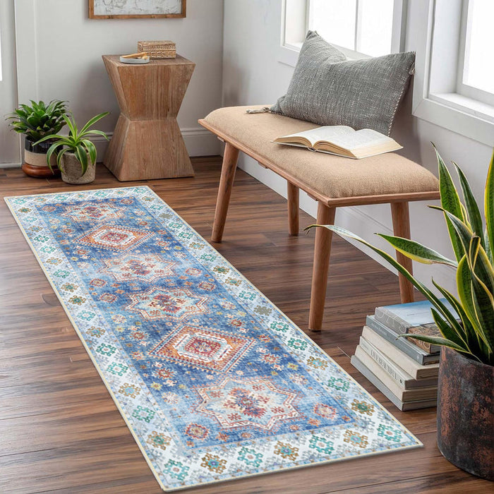 Airgugu Heritage Classique Blue Retro Stamp Rug