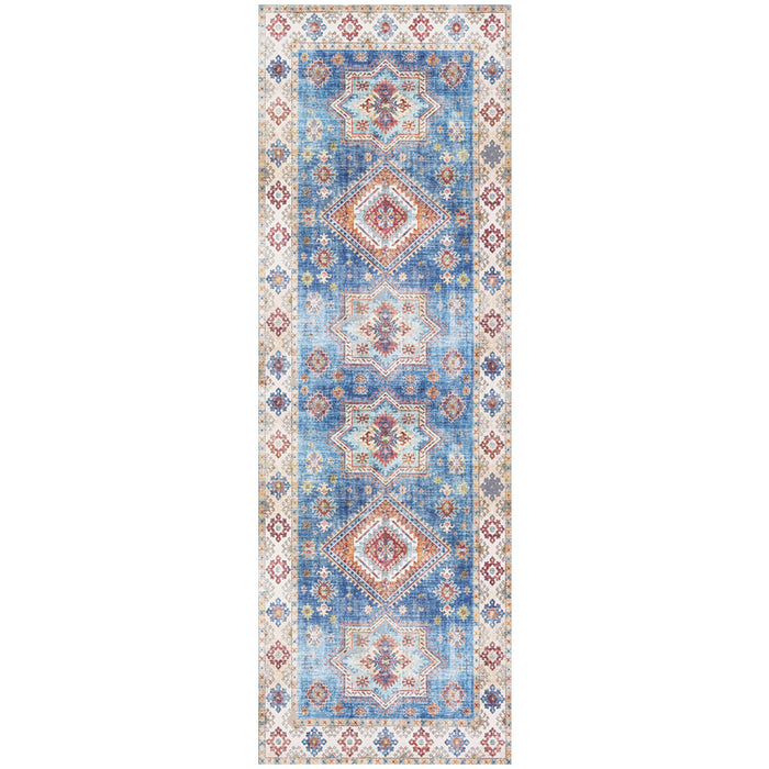 Airgugu Earth Garden Blue Retro Stamp Rug