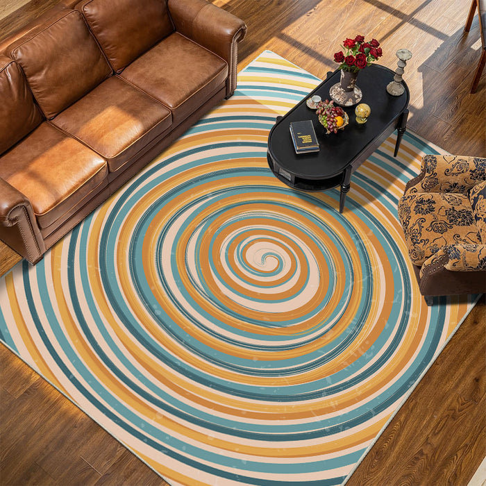 Airgugu KidSpace Delight Spinning Orange and Blue Woodgrain Rug