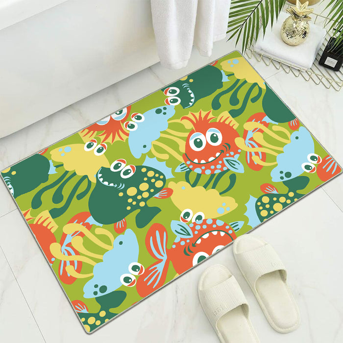 Airgugu KidSpace Delight Cartoon Little Fish Green Printed Rug