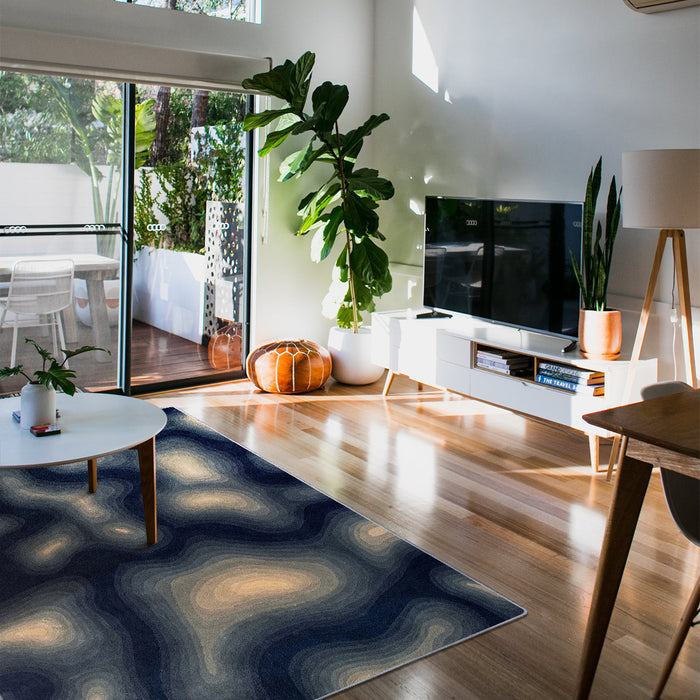 Airgugu Modern Minimalist Dreamy Agate Brown/Blue Texture Rug