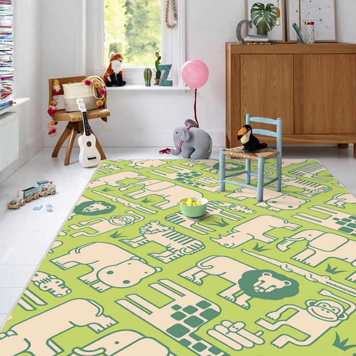 Airgugu KidSpace Delight Cartoon Animal Green Rug