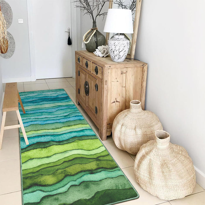 Airgugu Earth Garden Rock Artistic Blue and Green Striped Rug🔥