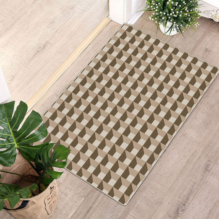 Airgugu Modern Minimalist Brown 2D Checkered Pattern Rug