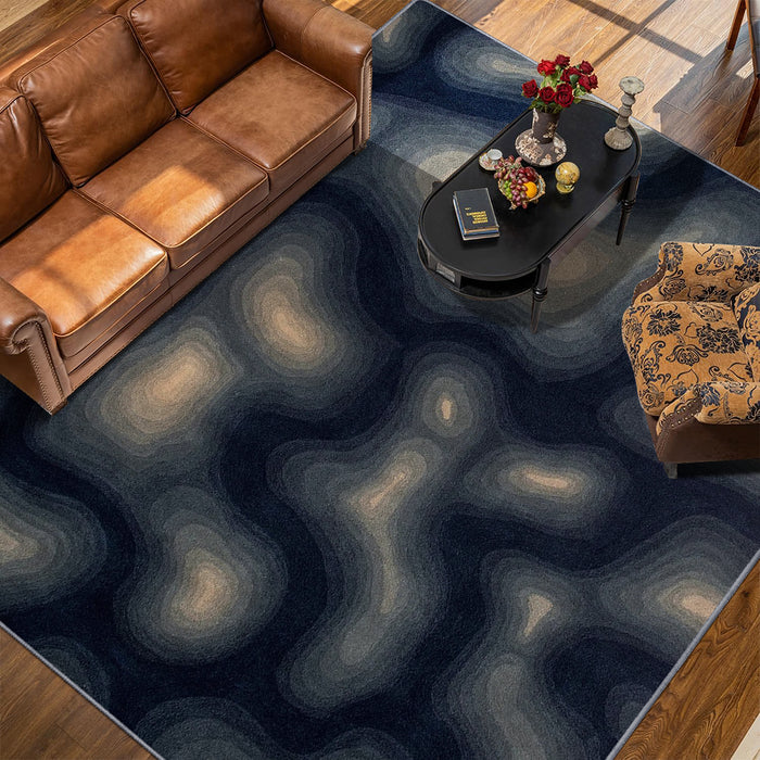 Airgugu Modern Minimalist Dreamy Agate Brown/Blue Texture Rug