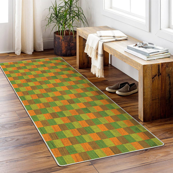 Airgugu Earth Garden Orange Ranch Fence Striped Rug