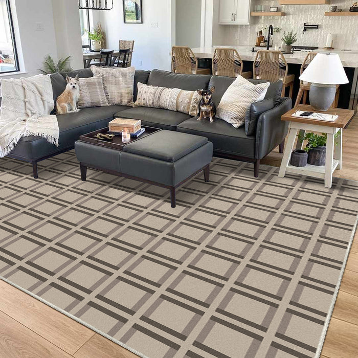 Airgugu Modern Minimalist Brown Checkered Rug