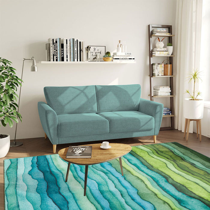 Airgugu Earth Garden Rock Artistic Blue and Green Striped Rug🔥