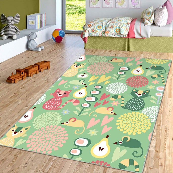 Airgugu KidSpace Delight Green Cartoon Printed Rug